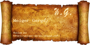 Weiger Gergő névjegykártya
